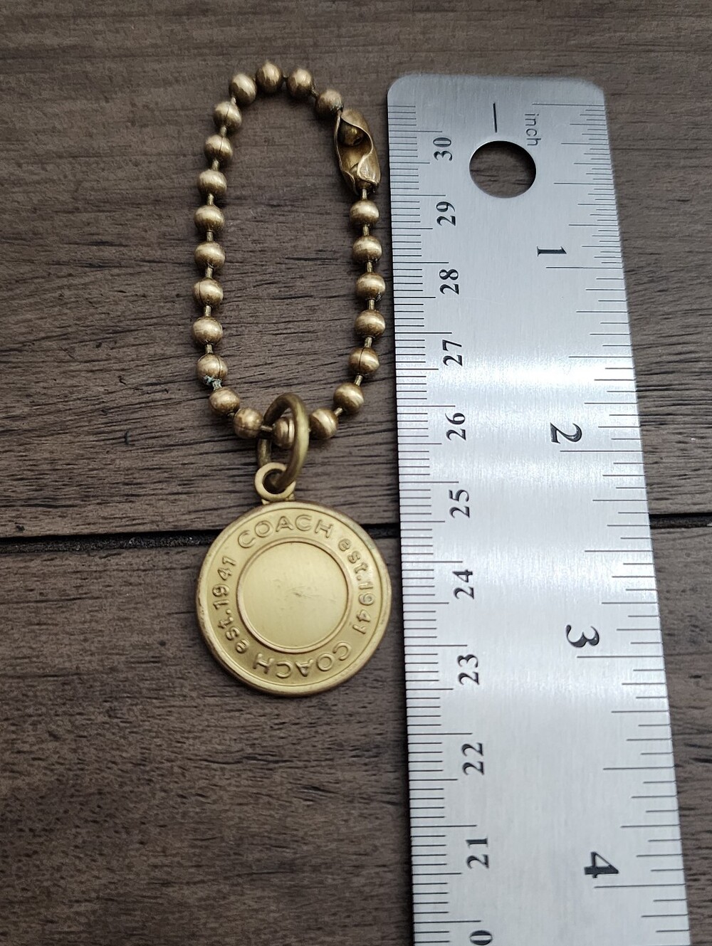Coach Brass-Tone Round Hangtag-with Chunky Chain